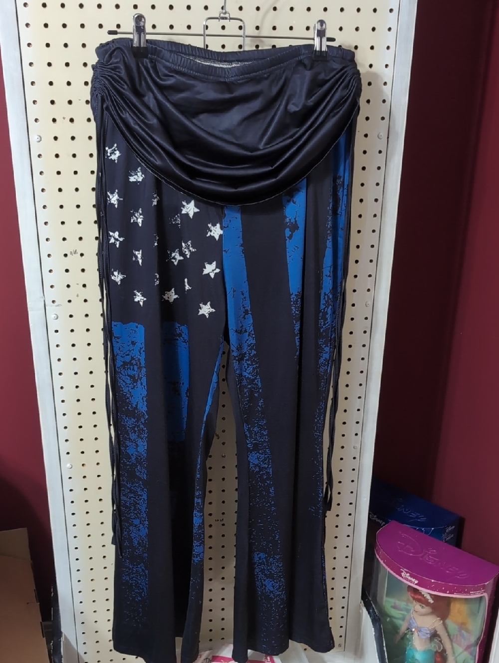 Black & Blue Star Stripe Draped Waist Pants